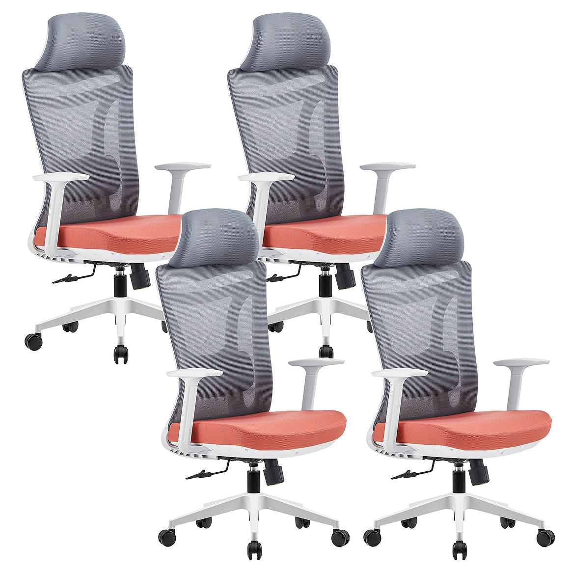 Modern Adjustable Arms Chair with Wheels Mesh-back Task Chair