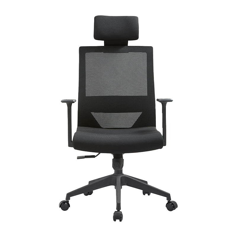 Modern Fixed Arms Chair with Wheels Mid-back Task Chair Mesh Desk Chair