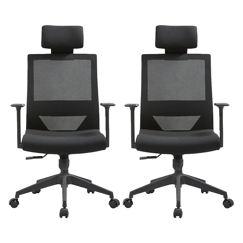 Modern Fixed Arms Chair with Wheels Mid-back Task Chair Mesh Desk Chair