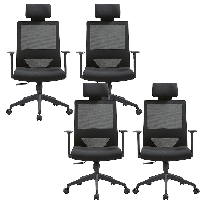 Modern Fixed Arms Chair with Wheels Mid-back Task Chair Mesh Desk Chair