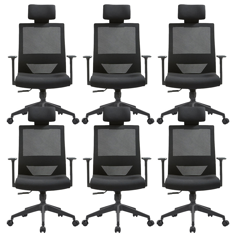 Modern Fixed Arms Chair with Wheels Mid-back Task Chair Mesh Desk Chair