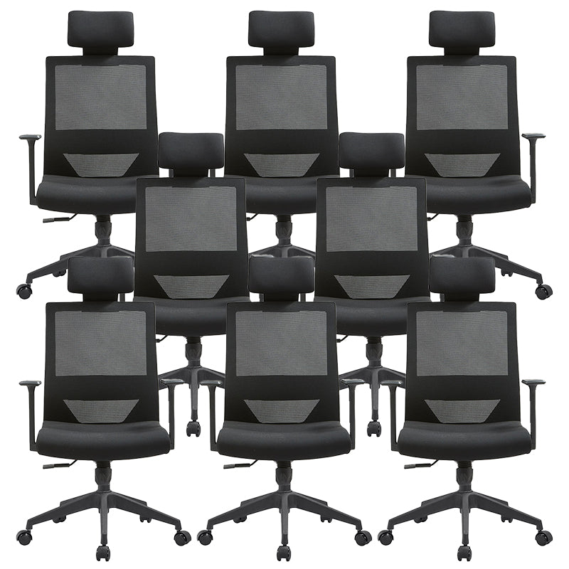 Modern Fixed Arms Chair with Wheels Mid-back Task Chair Mesh Desk Chair