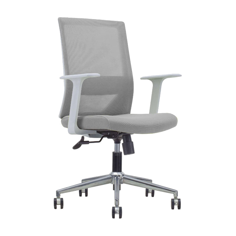 Modern Fixed Arms Chair with Wheels Mid-back Task Chair Mesh Desk Chair