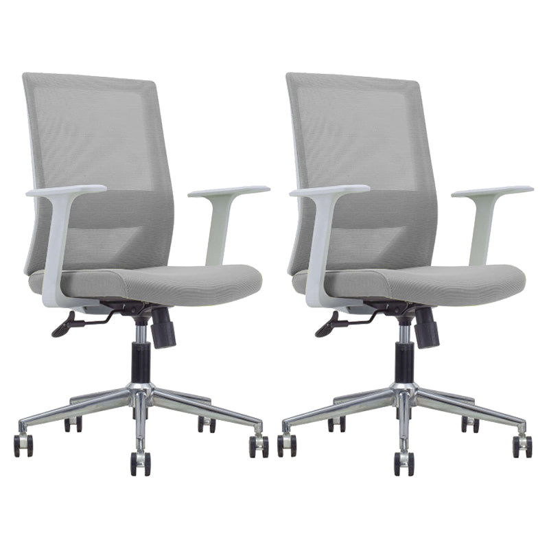 Modern Fixed Arms Chair with Wheels Mid-back Task Chair Mesh Desk Chair