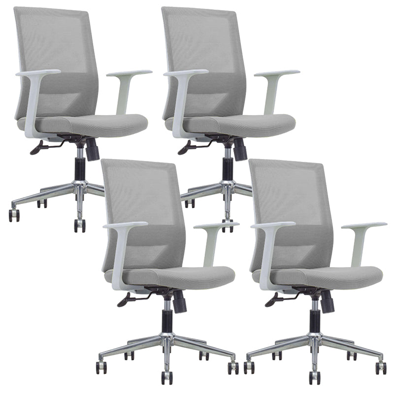 Modern Fixed Arms Chair with Wheels Mid-back Task Chair Mesh Desk Chair