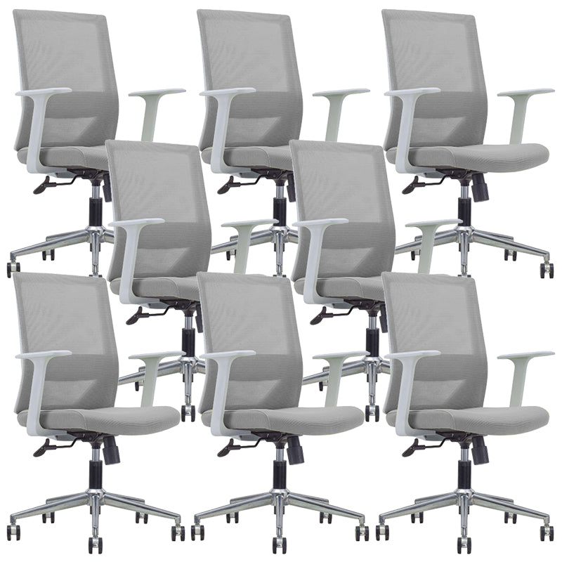 Modern Fixed Arms Chair with Wheels Mid-back Task Chair Mesh Desk Chair