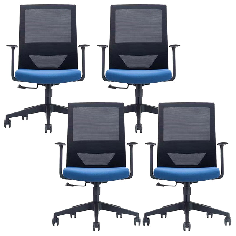 Modern Fixed Arms Chair with Wheels Mid-back Task Chair Mesh Desk Chair