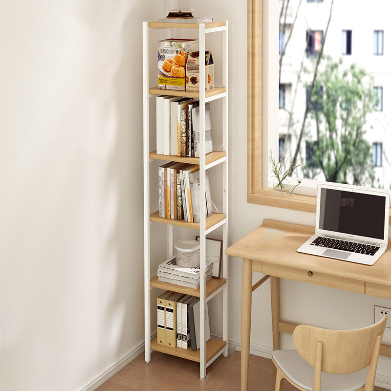 Contemporary Metal Open Bookcase Engineered Wood Shelf Bookcase for Study Room