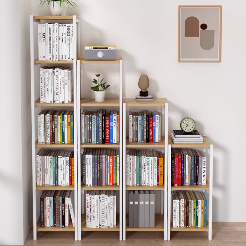 Contemporary Metal Open Bookcase Engineered Wood Shelf Bookcase for Study Room