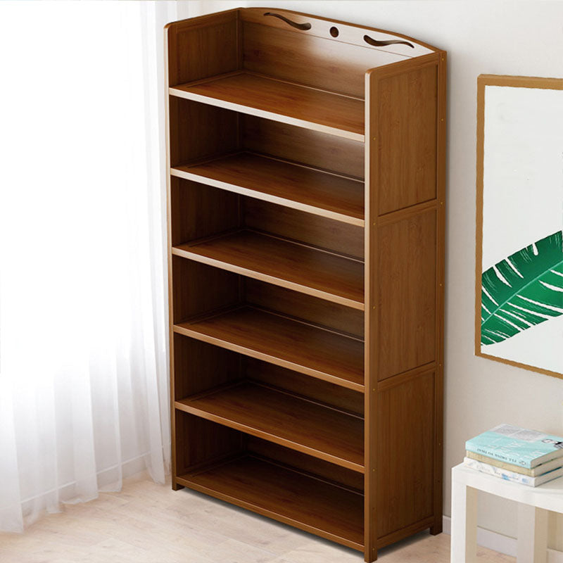 Modern Bamboo Shelf Bookcase Brown Closed Back Book Shelf for Study Room