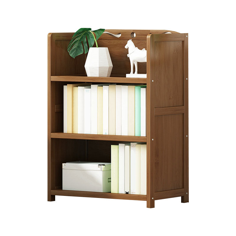 Modern Bamboo Shelf Bookcase Brown Closed Back Book Shelf for Study Room