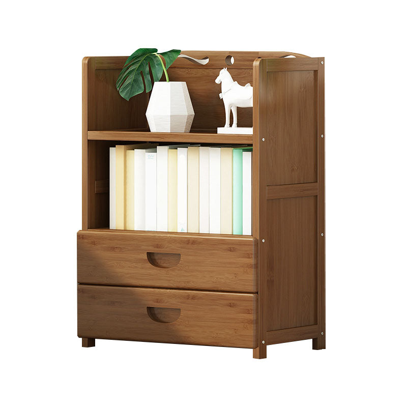 Modern Bamboo Shelf Bookcase Brown Closed Back Book Shelf for Study Room