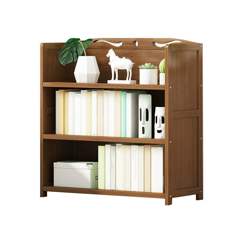 Modern Bamboo Shelf Bookcase Brown Closed Back Book Shelf for Study Room