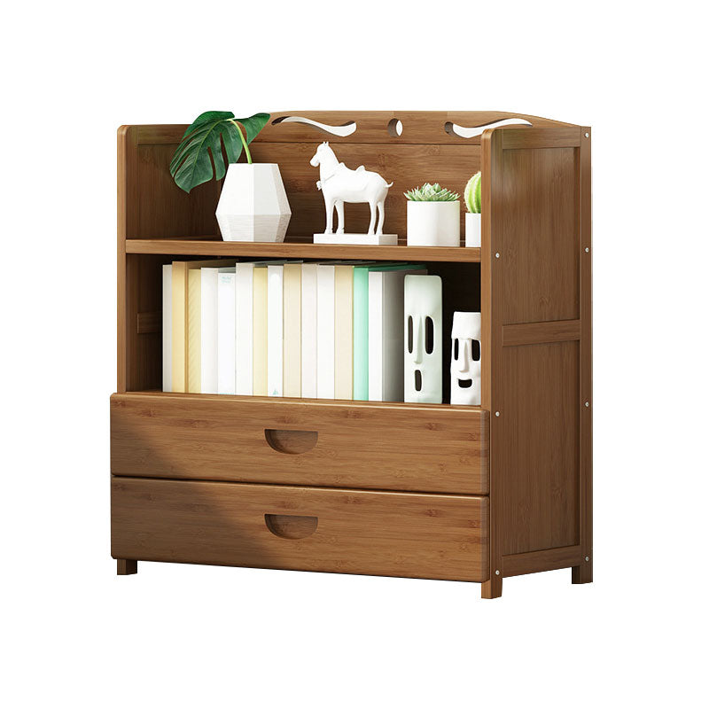 Modern Bamboo Shelf Bookcase Brown Closed Back Book Shelf for Study Room