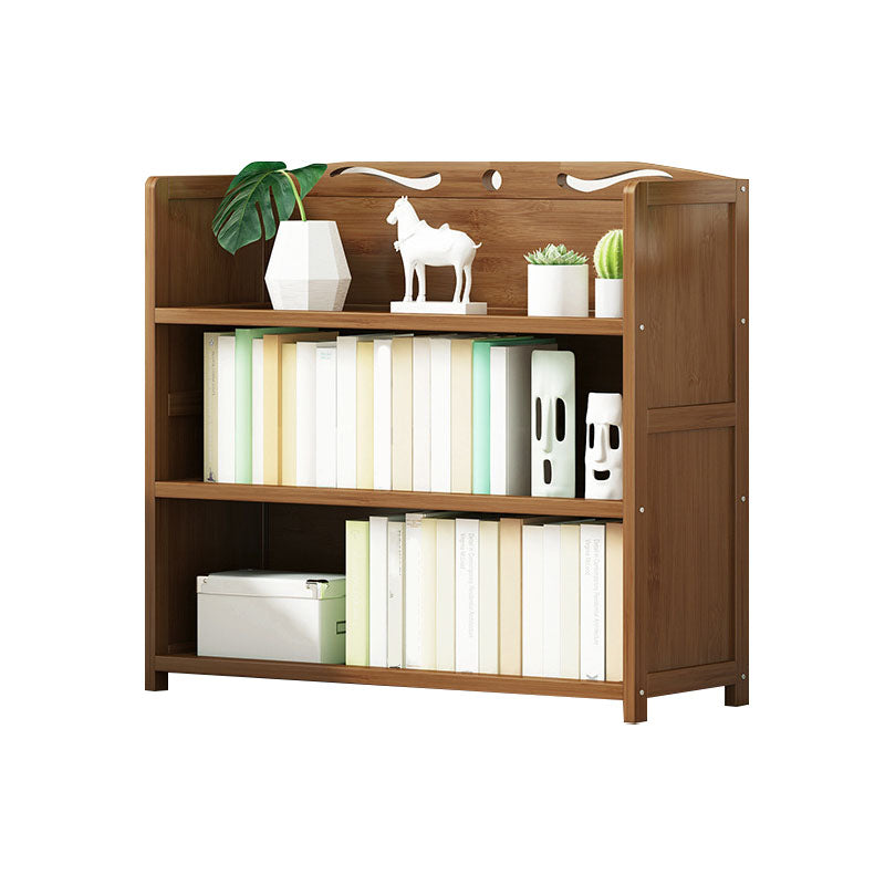 Modern Bamboo Shelf Bookcase Brown Closed Back Book Shelf for Study Room