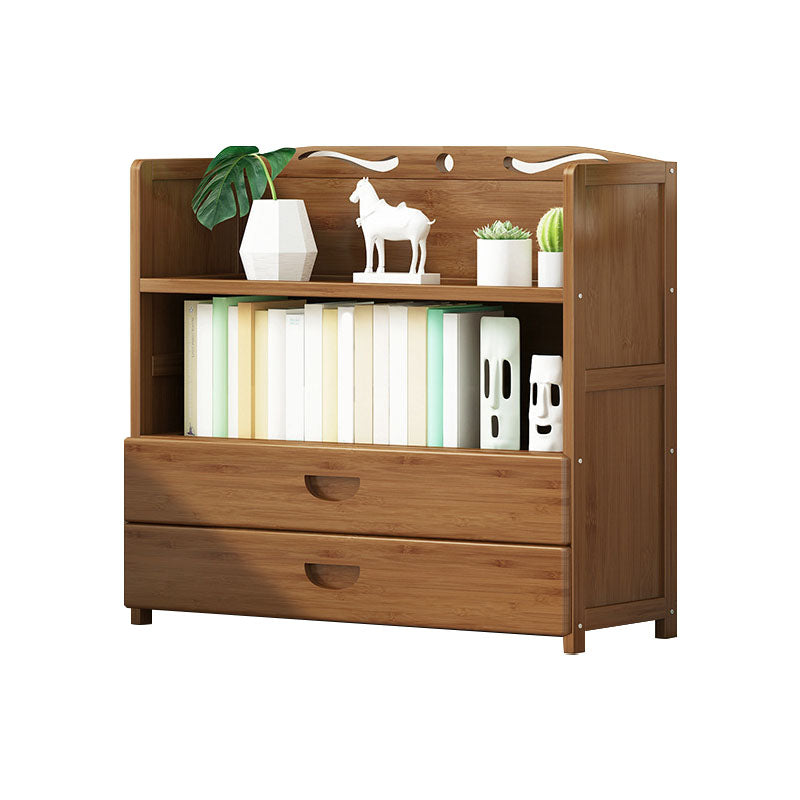 Modern Bamboo Shelf Bookcase Brown Closed Back Book Shelf for Study Room