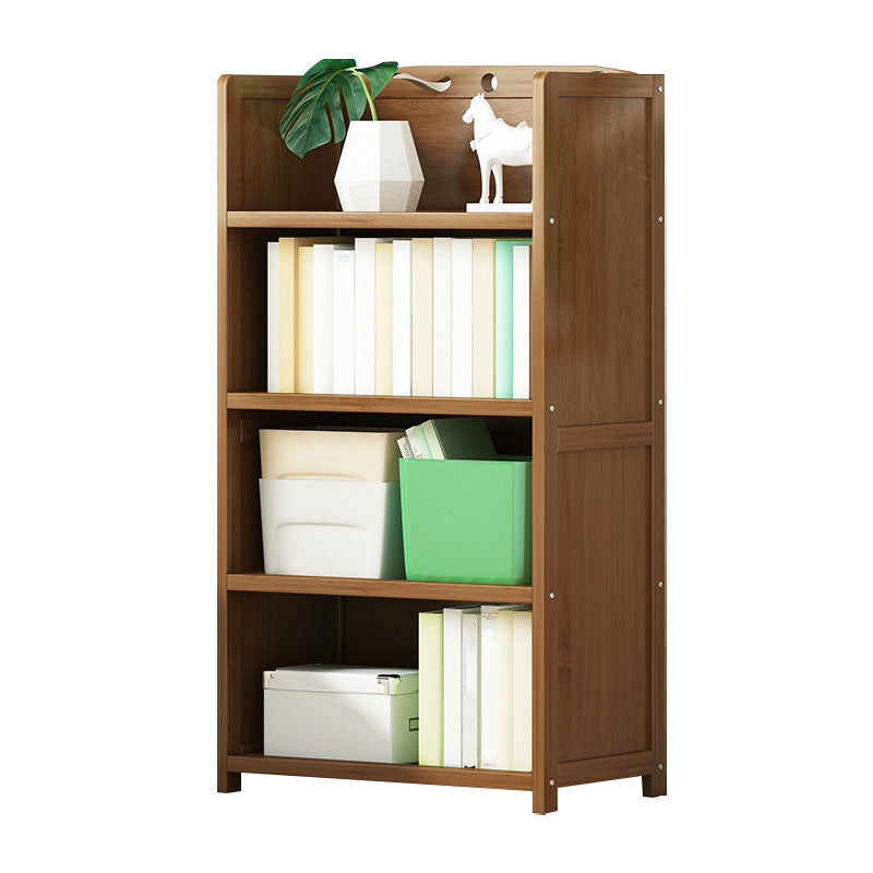 Modern Bamboo Shelf Bookcase Brown Closed Back Book Shelf for Study Room