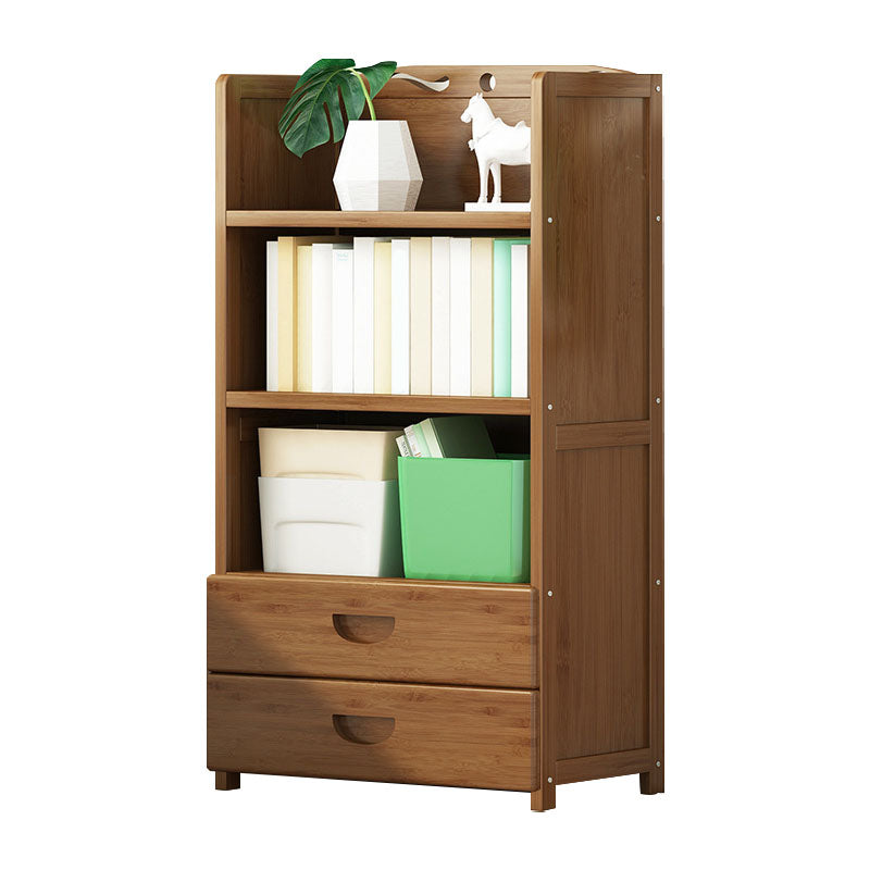 Modern Bamboo Shelf Bookcase Brown Closed Back Book Shelf for Study Room