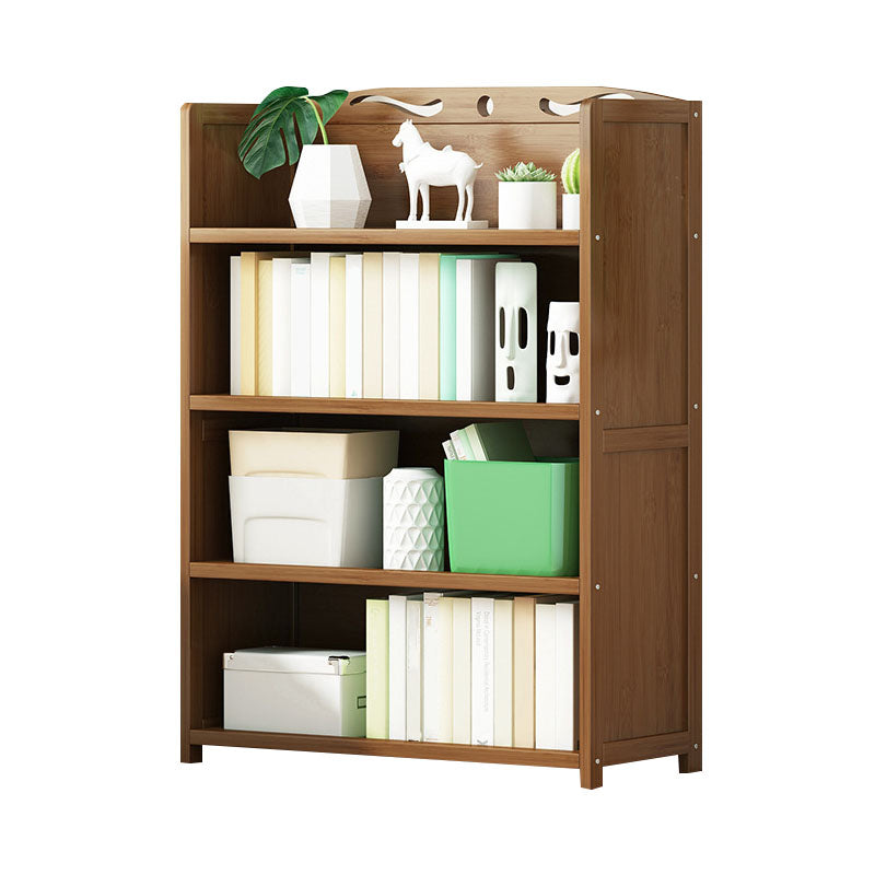 Modern Bamboo Shelf Bookcase Brown Closed Back Book Shelf for Study Room