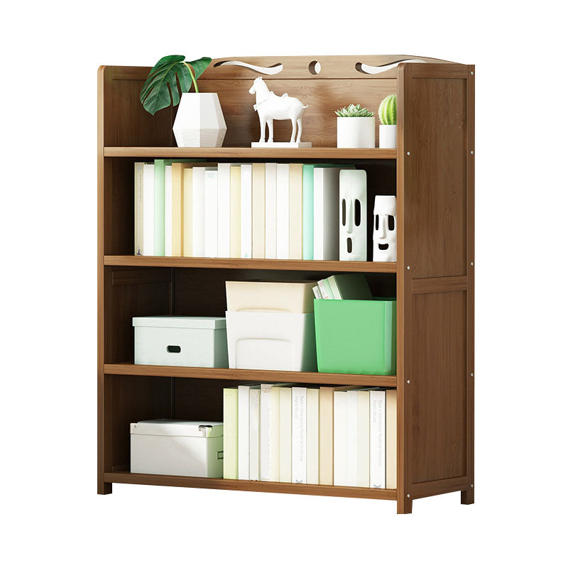 Modern Bamboo Shelf Bookcase Brown Closed Back Book Shelf for Study Room