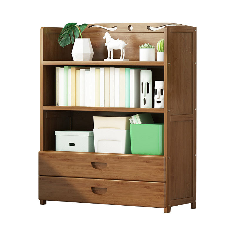 Modern Bamboo Shelf Bookcase Brown Closed Back Book Shelf for Study Room