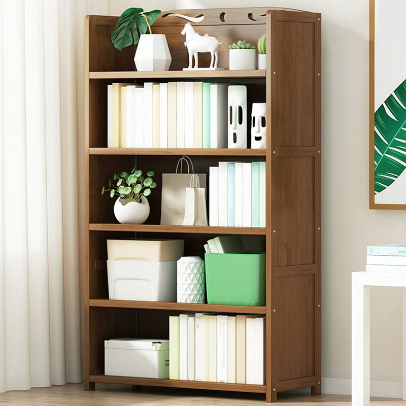 Modern Bamboo Shelf Bookcase Brown Closed Back Book Shelf for Study Room