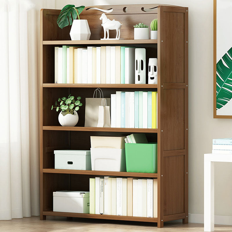 Modern Bamboo Shelf Bookcase Brown Closed Back Book Shelf for Study Room