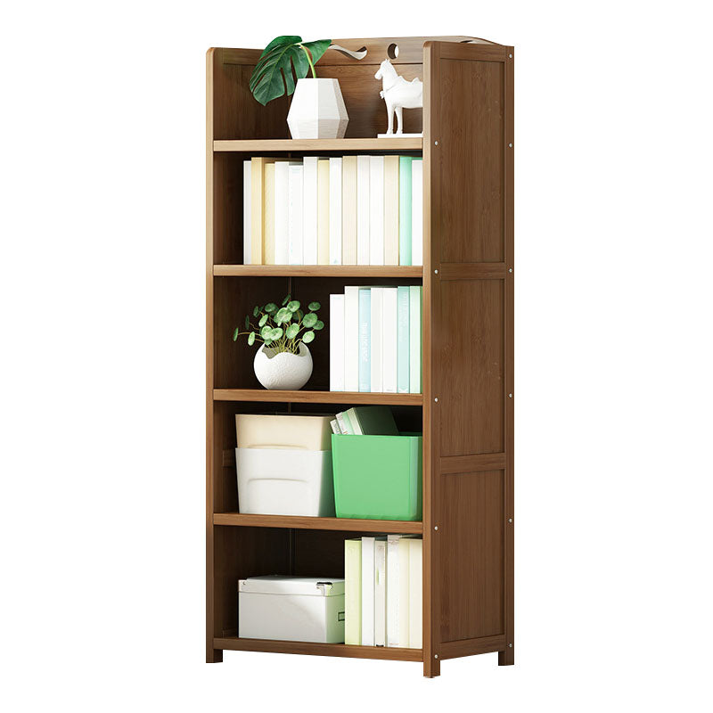 Modern Bamboo Shelf Bookcase Brown Closed Back Book Shelf for Study Room