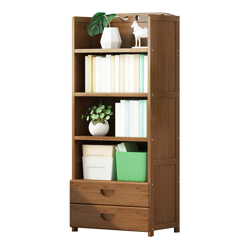 Modern Bamboo Shelf Bookcase Brown Closed Back Book Shelf for Study Room