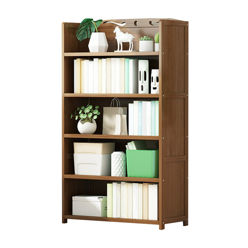 Modern Bamboo Shelf Bookcase Brown Closed Back Book Shelf for Study Room