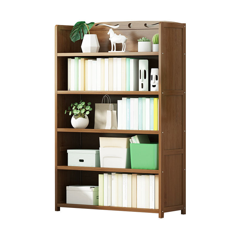 Modern Bamboo Shelf Bookcase Brown Closed Back Book Shelf for Study Room