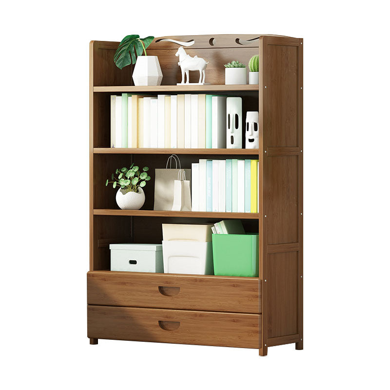 Modern Bamboo Shelf Bookcase Brown Closed Back Book Shelf for Study Room