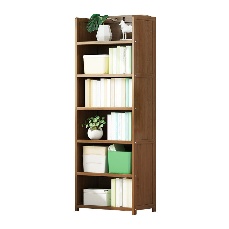 Modern Bamboo Shelf Bookcase Brown Closed Back Book Shelf for Study Room