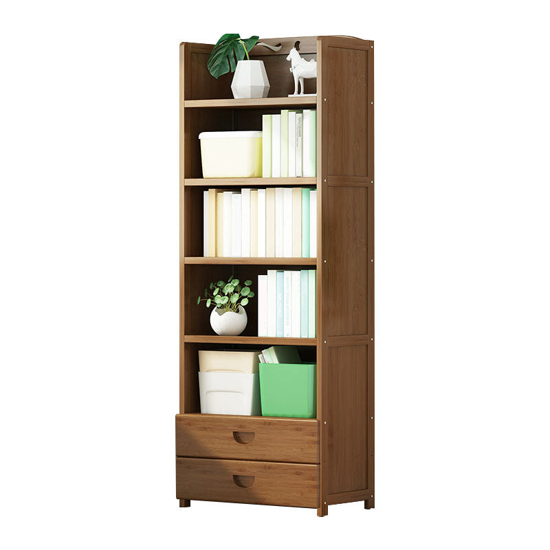 Modern Bamboo Shelf Bookcase Brown Closed Back Book Shelf for Study Room