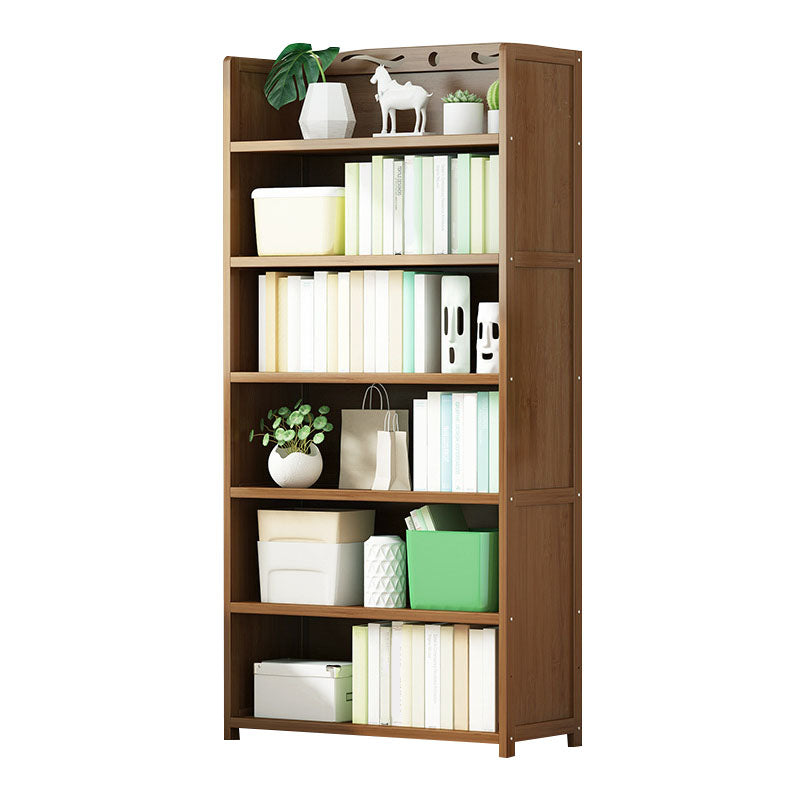 Modern Bamboo Shelf Bookcase Brown Closed Back Book Shelf for Study Room