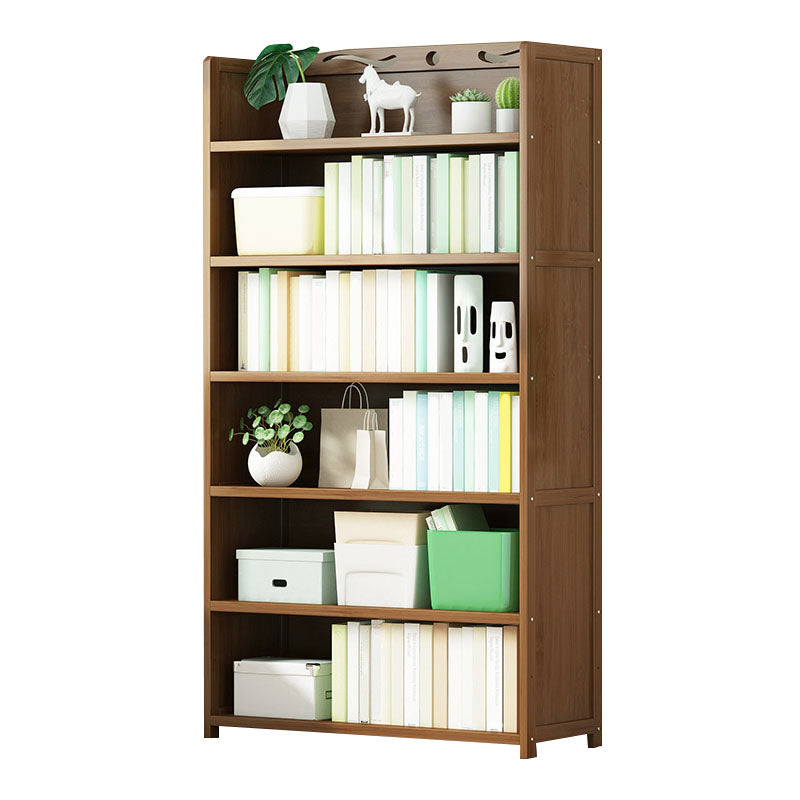 Modern Bamboo Shelf Bookcase Brown Closed Back Book Shelf for Study Room