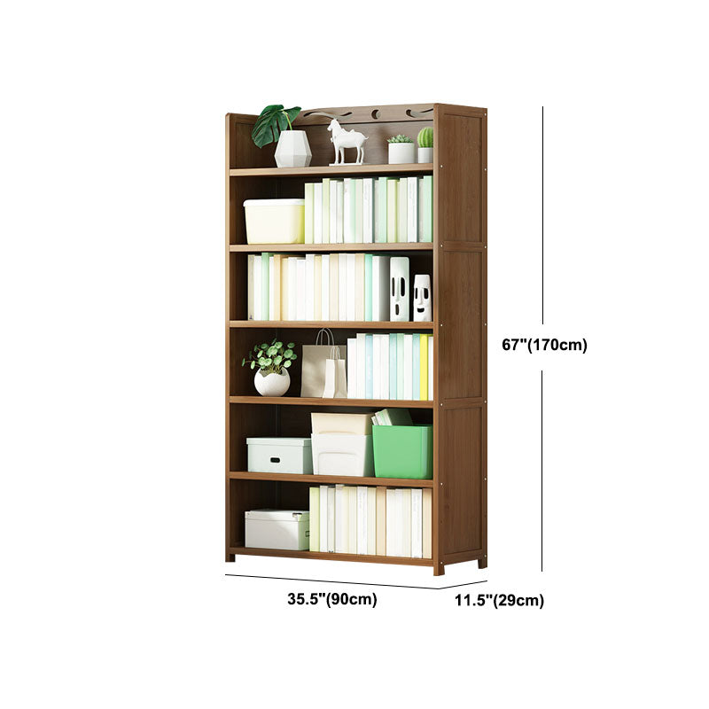 Modern Bamboo Shelf Bookcase Brown Closed Back Book Shelf for Study Room