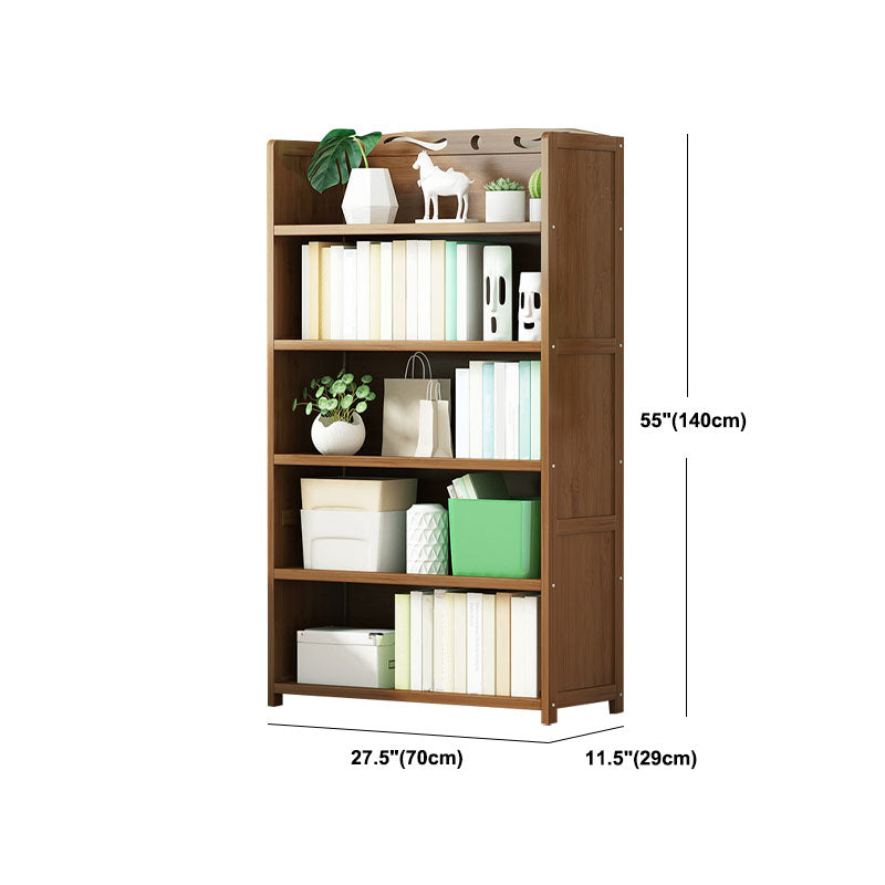 Modern Bamboo Shelf Bookcase Brown Closed Back Book Shelf for Study Room