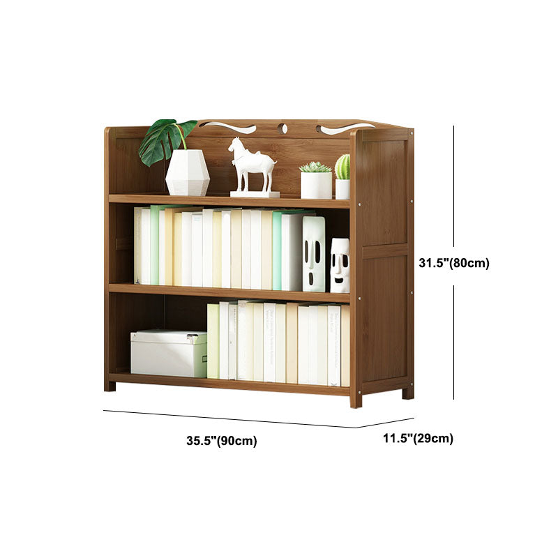 Modern Bamboo Shelf Bookcase Brown Closed Back Book Shelf for Study Room