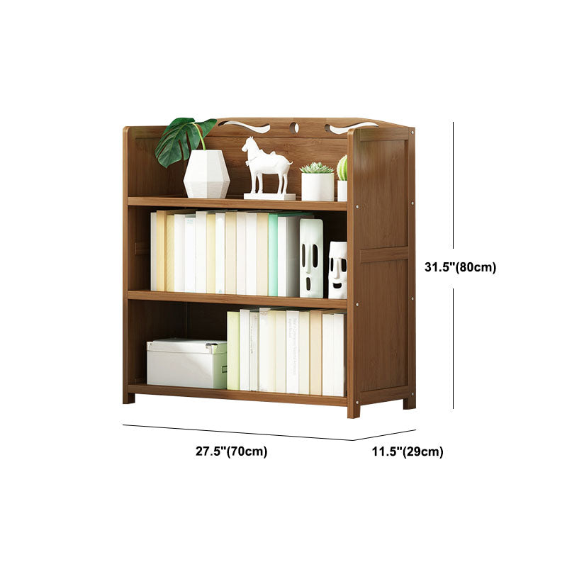 Modern Bamboo Shelf Bookcase Brown Closed Back Book Shelf for Study Room