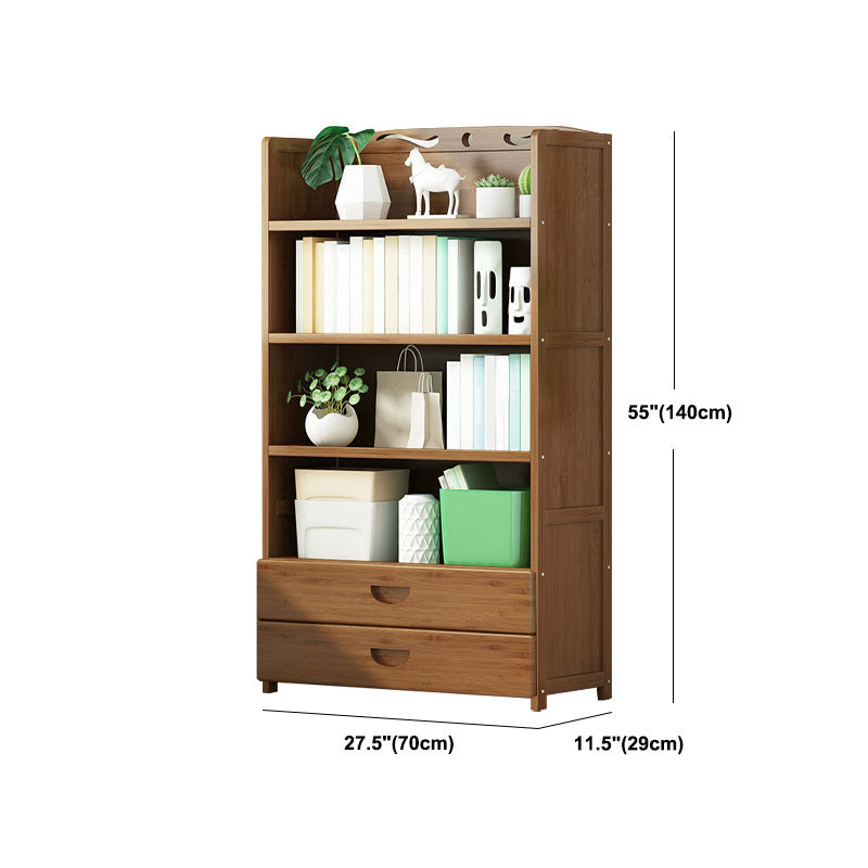 Modern Bamboo Shelf Bookcase Brown Closed Back Book Shelf for Study Room