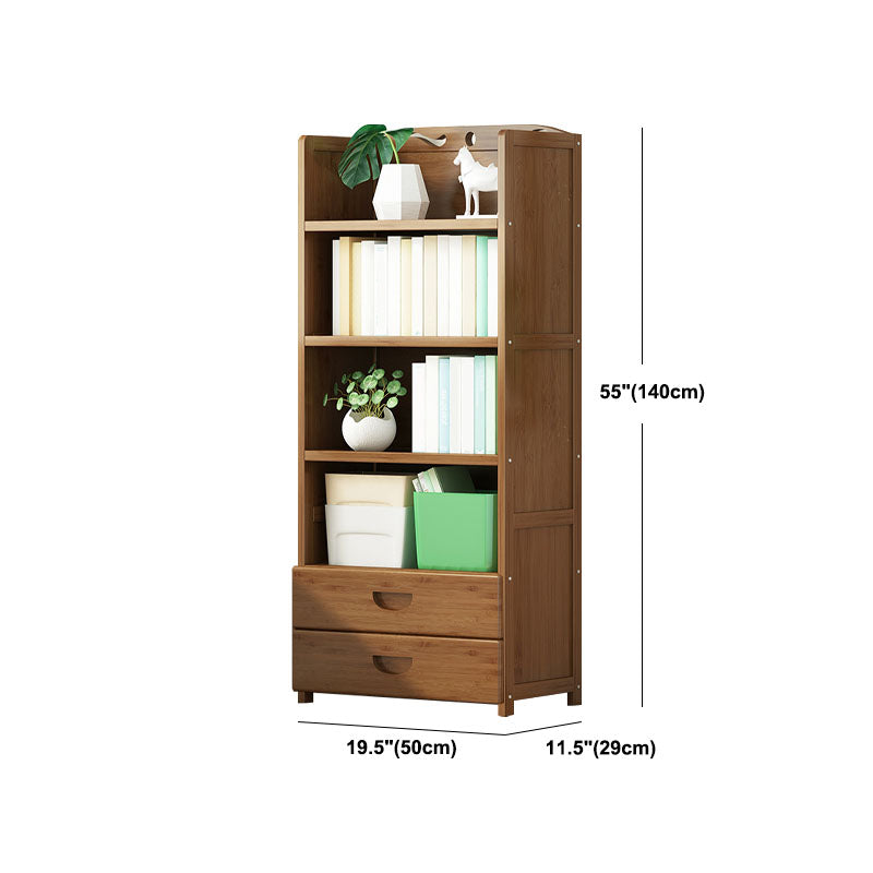 Modern Bamboo Shelf Bookcase Brown Closed Back Book Shelf for Study Room