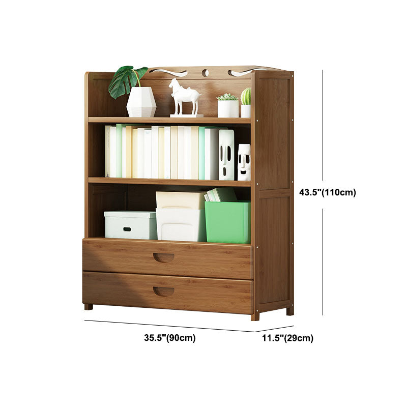 Modern Bamboo Shelf Bookcase Brown Closed Back Book Shelf for Study Room