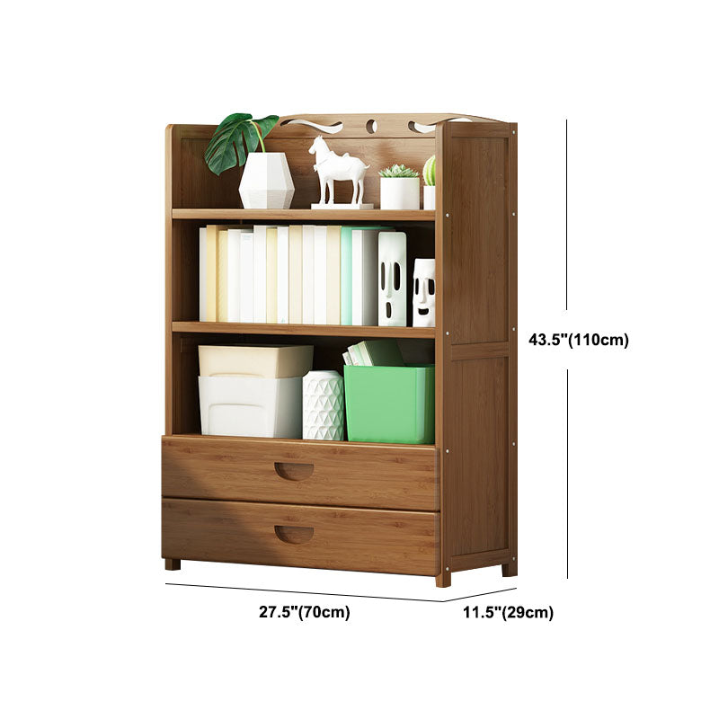 Modern Bamboo Shelf Bookcase Brown Closed Back Book Shelf for Study Room