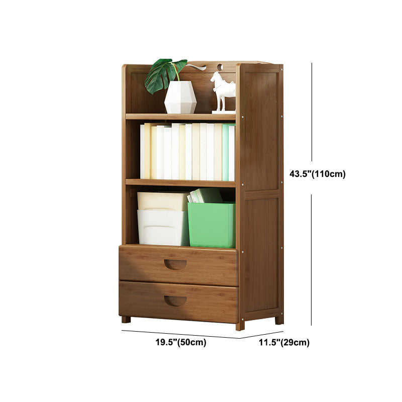 Modern Bamboo Shelf Bookcase Brown Closed Back Book Shelf for Study Room