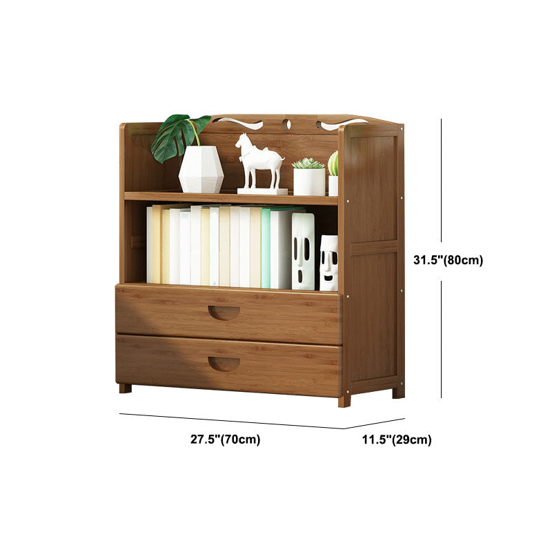 Modern Bamboo Shelf Bookcase Brown Closed Back Book Shelf for Study Room