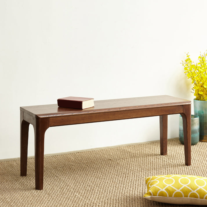 Rectangle Brown Seating Bench Modern Solid Wood Entryway and Bedroom Bench