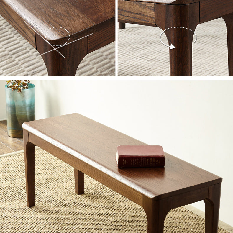 Rectangle Brown Seating Bench Modern Solid Wood Entryway and Bedroom Bench