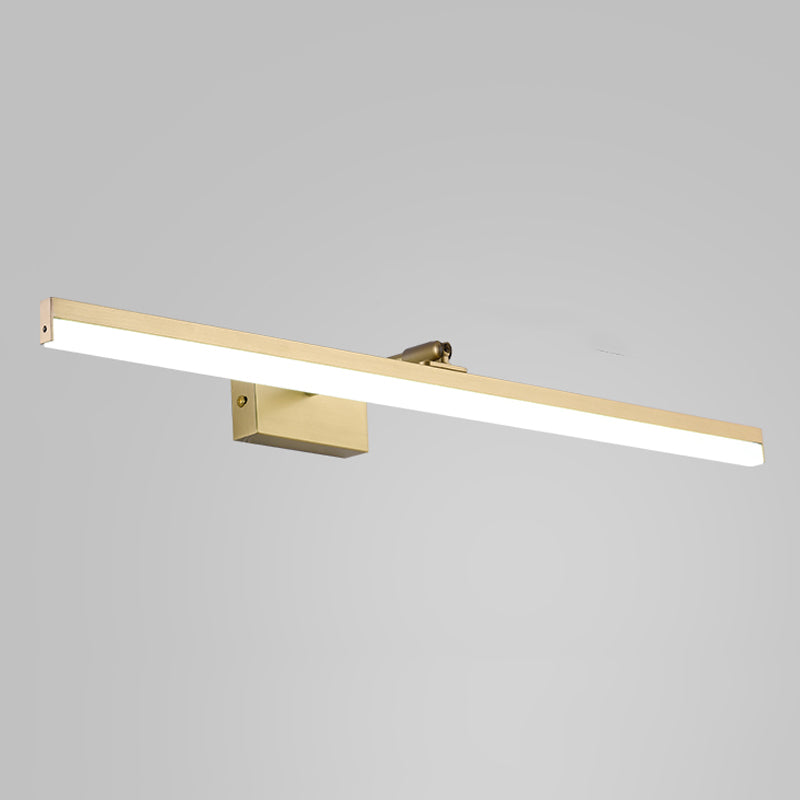 Linear Shade Metal Wall Sconce Modern Style Single Light Mirror Wall Mounted Light in Gold