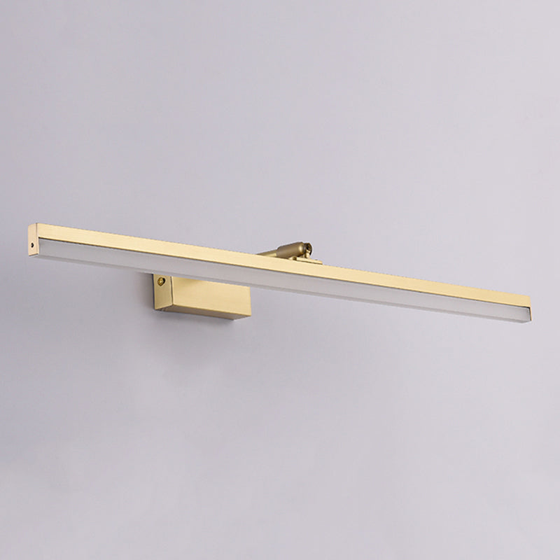 Linear Shade Metal Wall Sconce Modern Style Single Light Mirror Wall Mounted Light in Gold